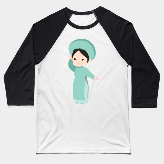 Vietnamese traditional dress with gown Baseball T-Shirt by clgtart